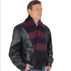 “Made in Italy” Rich Navy & Maroon Lambswool Scarf
